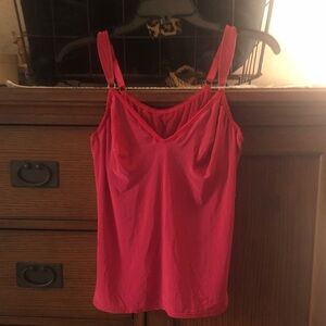 Vibrant Red Camisole Top lined with sheer